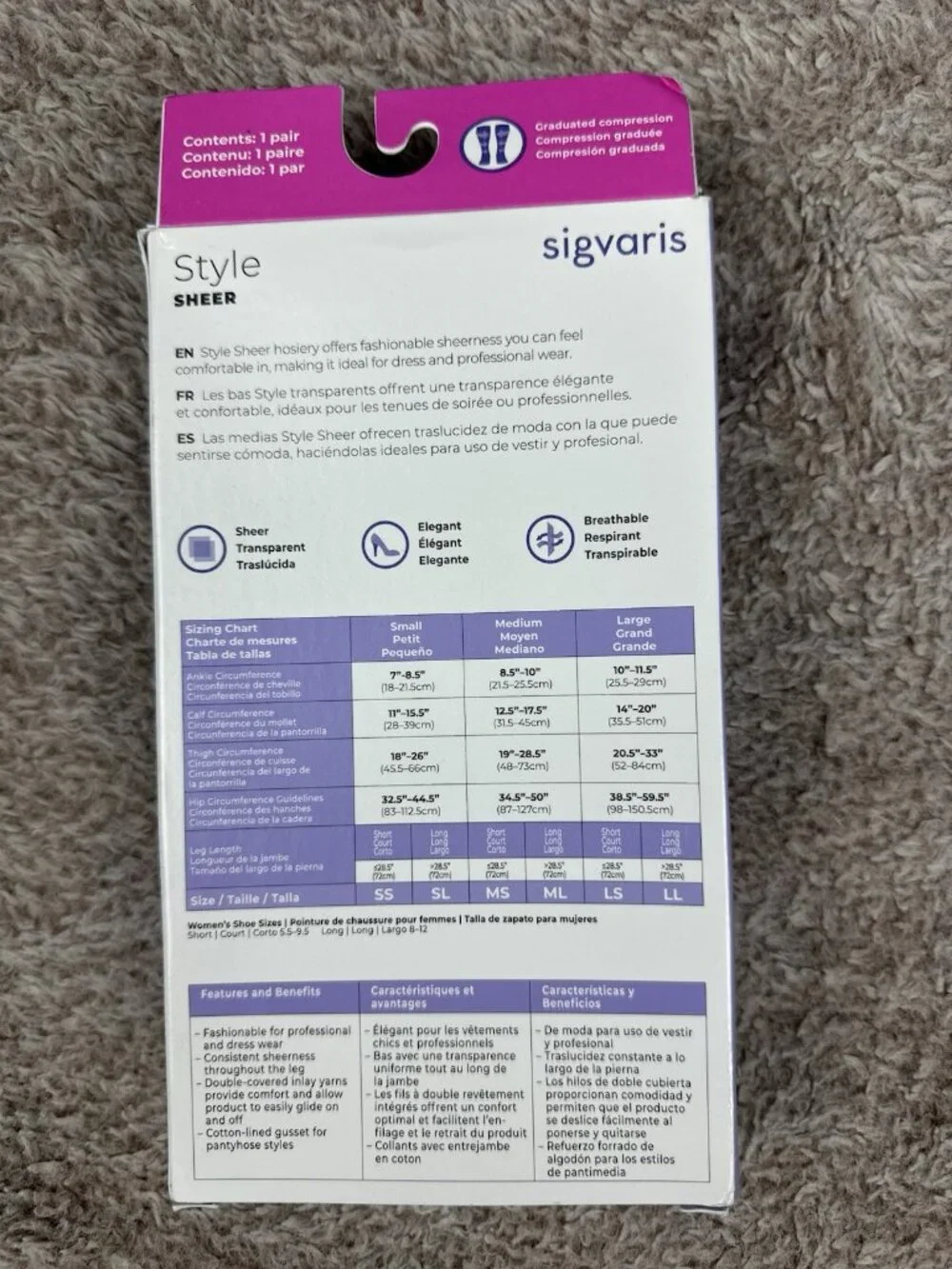 Sigvaris Women's Sheer 20-30 mmHg Compression Pantyhose Honey ML 782PML W 33